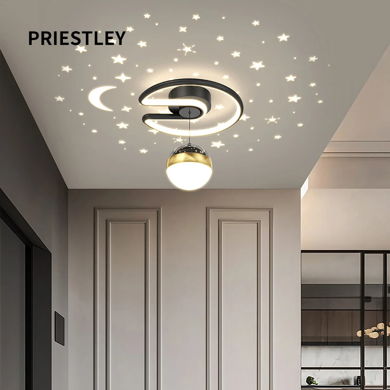 

LED Black Gray 28W Ceiling Light For Hallway Glass ball shades Foyer Aisle Indoor lighting Luminaire Lustre star effect dropship