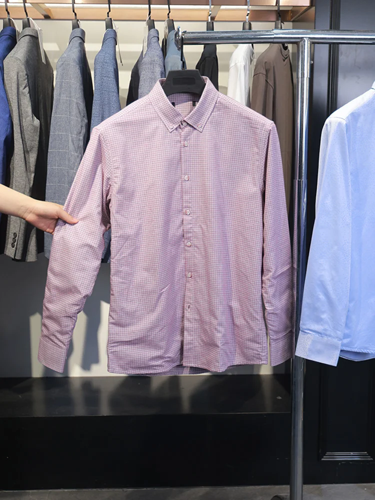 

Мужская рубашка Homesi для весны и осени, с отложным воротником, на флисовой подкладке, повседневная, с длинным рукавом, приталенного кроя, для делового стиля.