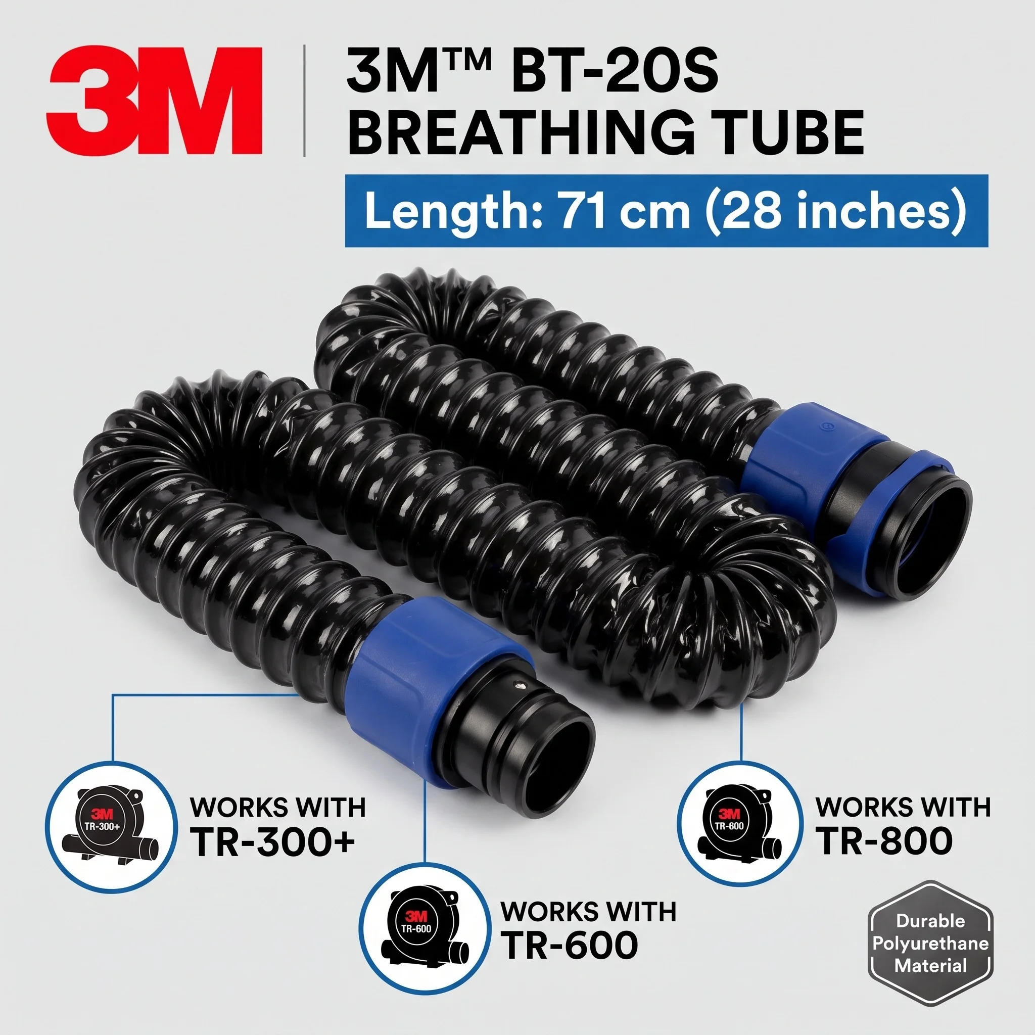 3M BT-20S Breathing Tube 71cm Polyurethane Hose for Versaflo PAPR System TR-300+ TR-600 TR-800 Air Supplied Respirator