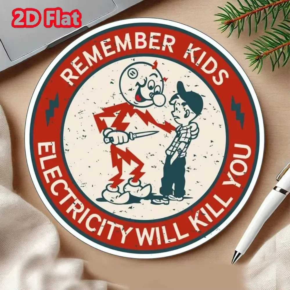 Vintage Remember Kids Electricity Will Kill You Big Stickers for Cartoon Water Bottles Home Anime Cute Kid Decor Fun Bumper Wall