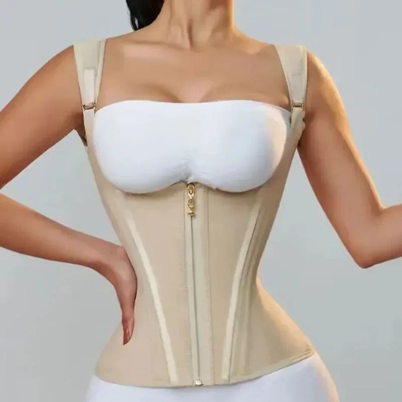 Body Shaper Shapewear Women Double Tummy Control Compression Waist Trainer Corset Adjustable Zipper and Hook-eyes Flat Belly