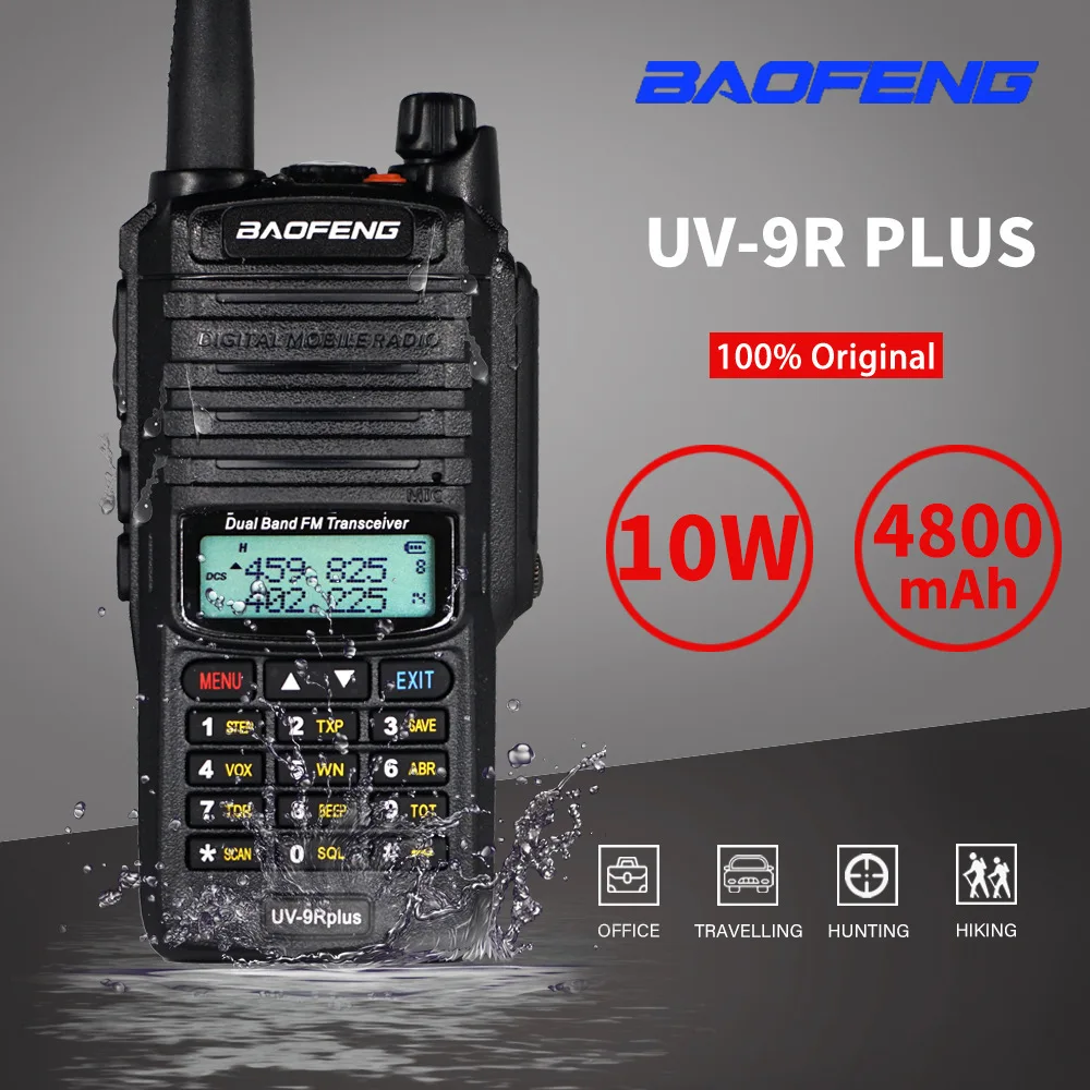 

Waterproof Walkie Talkie IP68 Baofeng UV-9R Plus 10km High Power 10W Dual Band Two Way Radio UHF VHF Portable Ham Radio UV9RPLUS