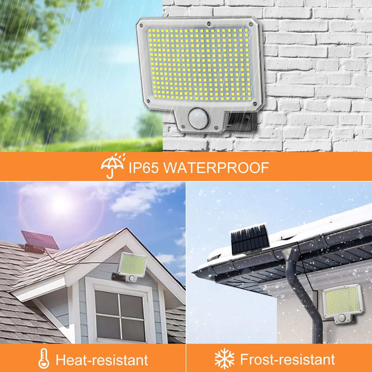 1/2PCS 300 LED Solar Lights Outdoor Motion Sensor with Remote 3 Modes Waterproof Super Bright Solar Flood Lights for Yard Garden