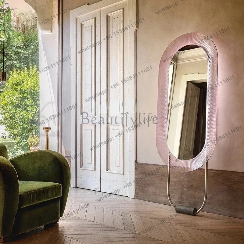 Acrylic Mirror Full-Length Mirror Wall Comb Makeup Mirror Smart round Shaped LED Light Decorative
