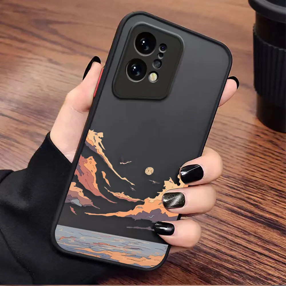 Anime Hand Painted House Scenery Matte Case for OPPO Realme 10 9 9I 8 8I 7 7I 6 5 3 FIND X3 X4 PRO 4G 5G Case Funda Capa Shell