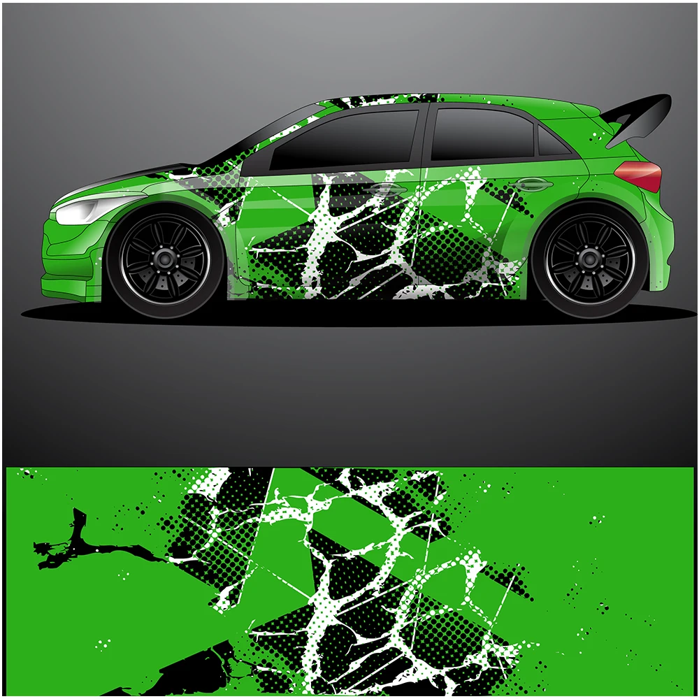 Blue Purple Racing Car Graphic Decal Full Body Racing Vinyl Wrap Car Full Wrap Sticker Decorative Car Decal Size 450cm*100cm