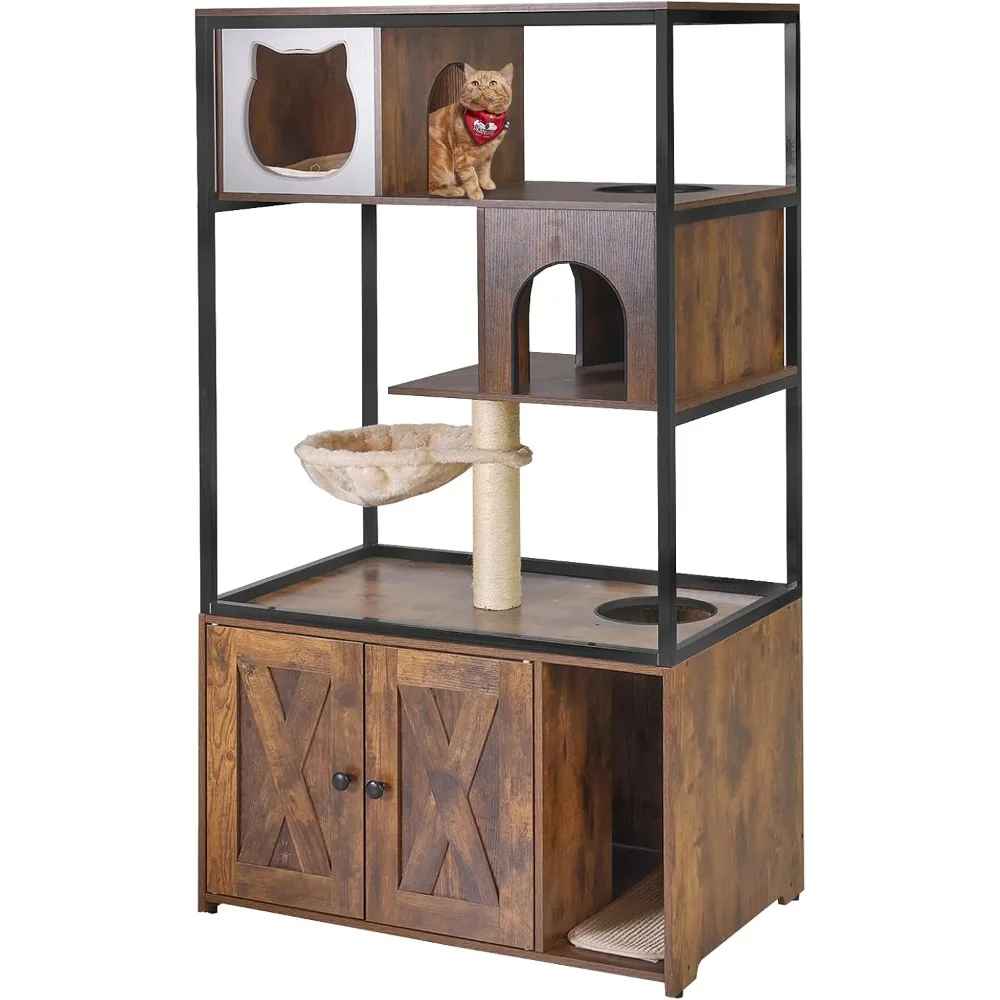 

Cat Litter Box Enclosure, Litter Box Furniture Hidden, Wooden Cat Washroom Furniture, Indoor Cat House with Condo