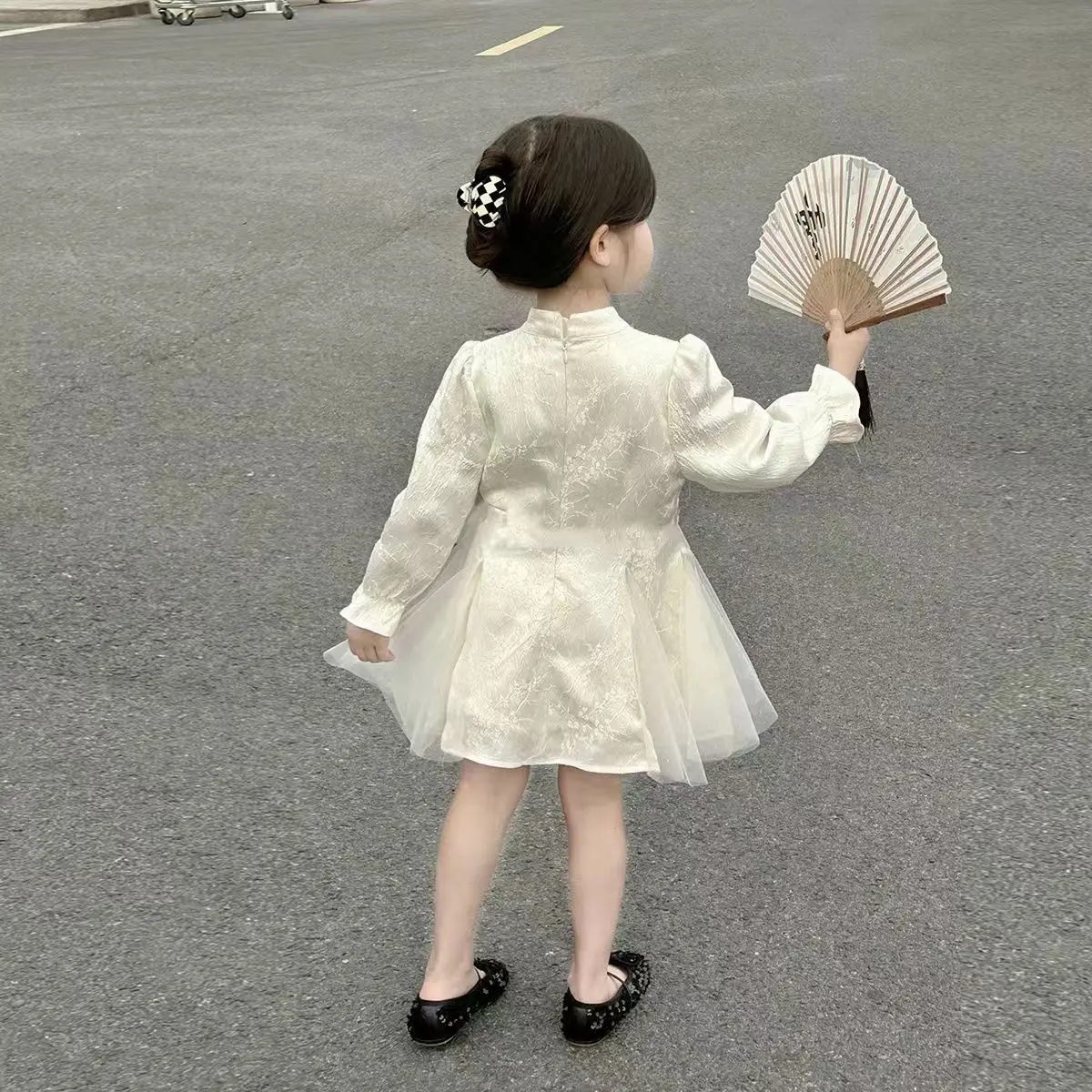 2026 Girls Mesh Tassel Qipao Dress Baby Chinese Cheongsam Party Gown Kids Summer Princess Dress