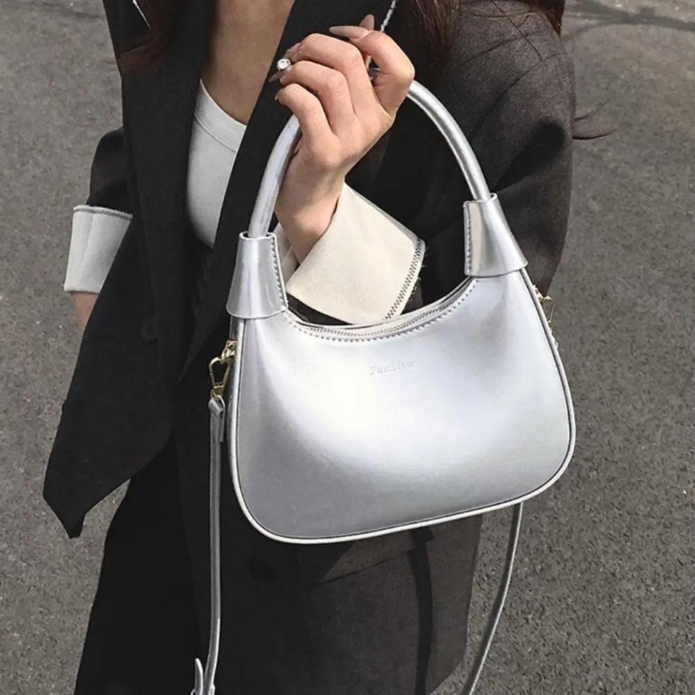 

Tote Bag PU Hobo Bag Solid Color Large Capacity French Underarm Bag Polyester Anti-Splash Water Texture Handbag Daily