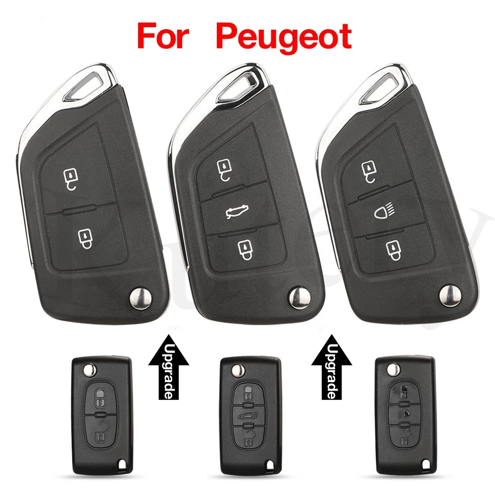 Jingyuqin 2/3 przycisk Upgrade Filp obudowa pilota z kluczykiem samochodowym etui CE0523 CE0536 dla Peugeot 107 207 307 407 306 308 408 4008 3008