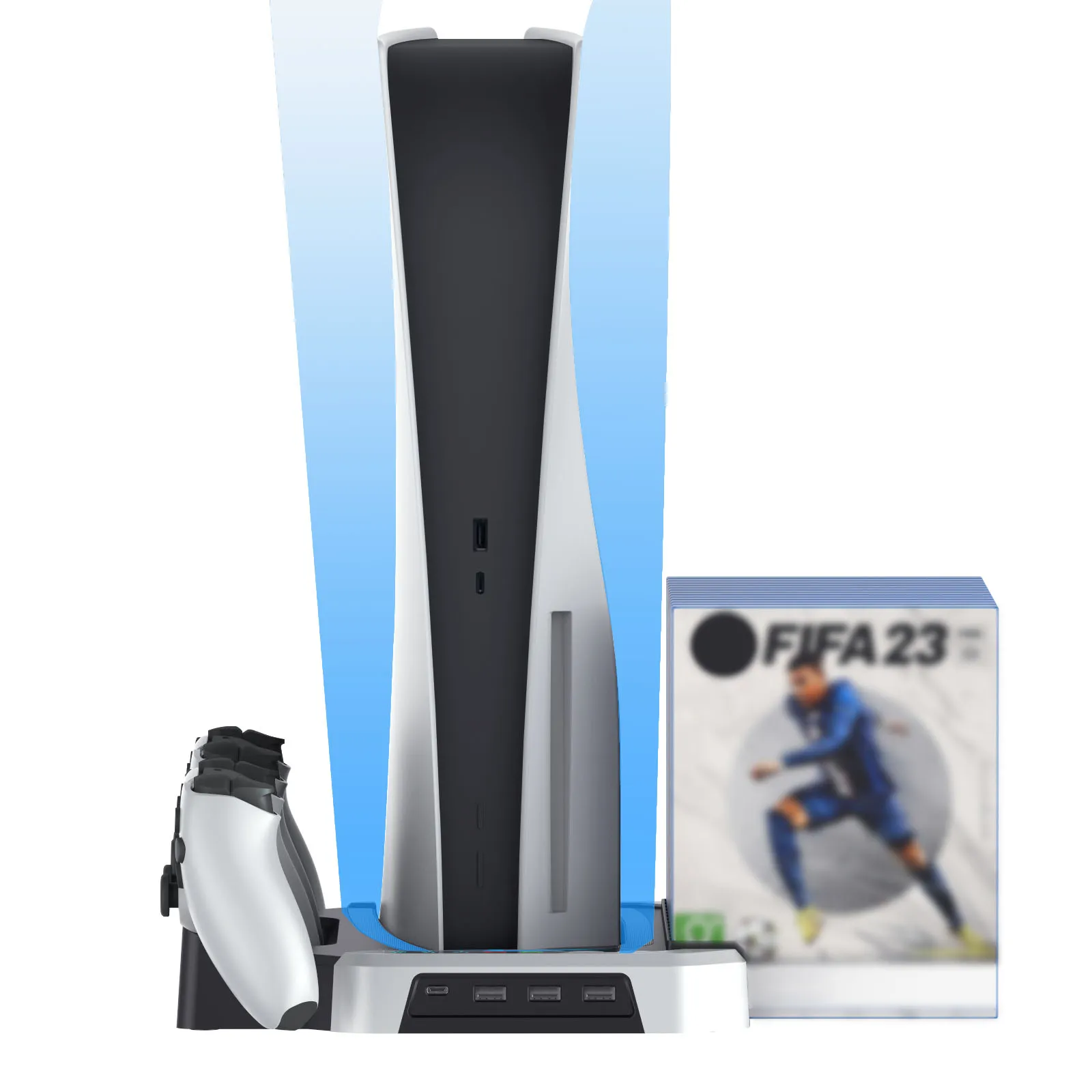 수직 스탠드 RGB 냉각 스테이션, PS5 프로 콘솔 베이스, 거치대 듀얼 충전 도크, PS5 /PS5 슬림 디스크 및 디지털 에디션용