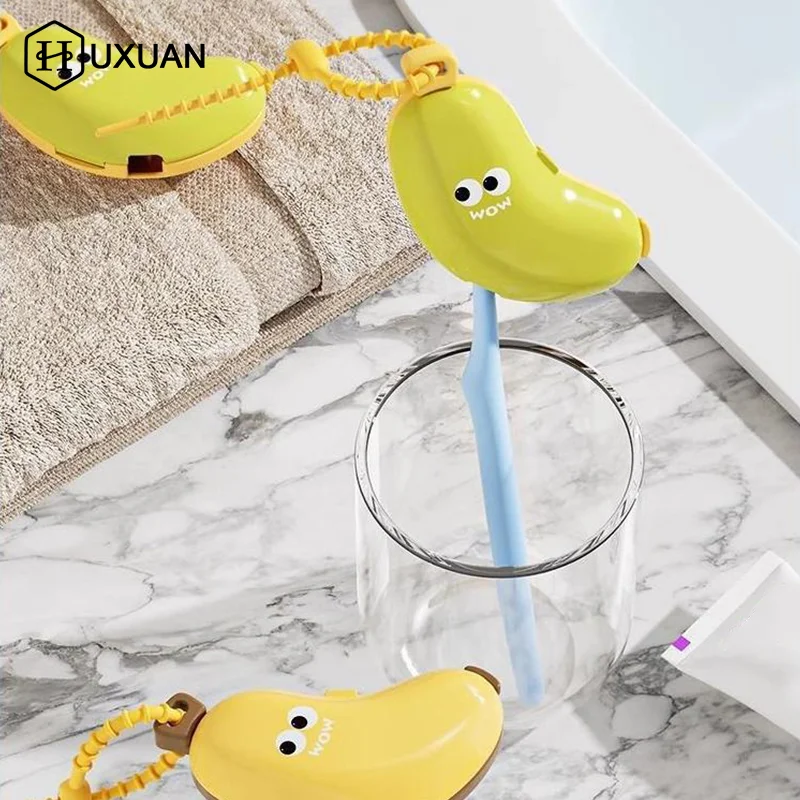 Banana Toothbrush Head Protective Cover With Toothpaste Compartment Toothbrush Dust Clamp Portable Travel Style Storage Box