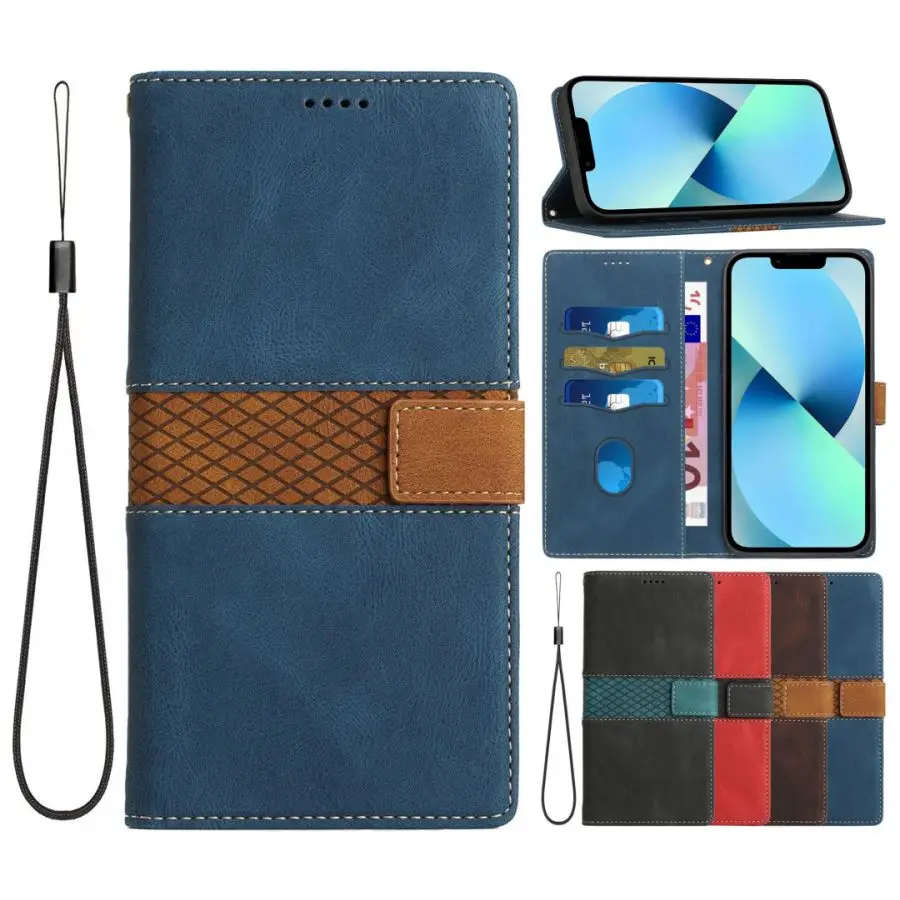 

Wallet Phone Case For Samsung Galaxy A10 A12 A13 A20E A21S A30S A32 A50 A50S A51 A52S A52 A70 A71 A72 5G Hit Color Fundas D04G