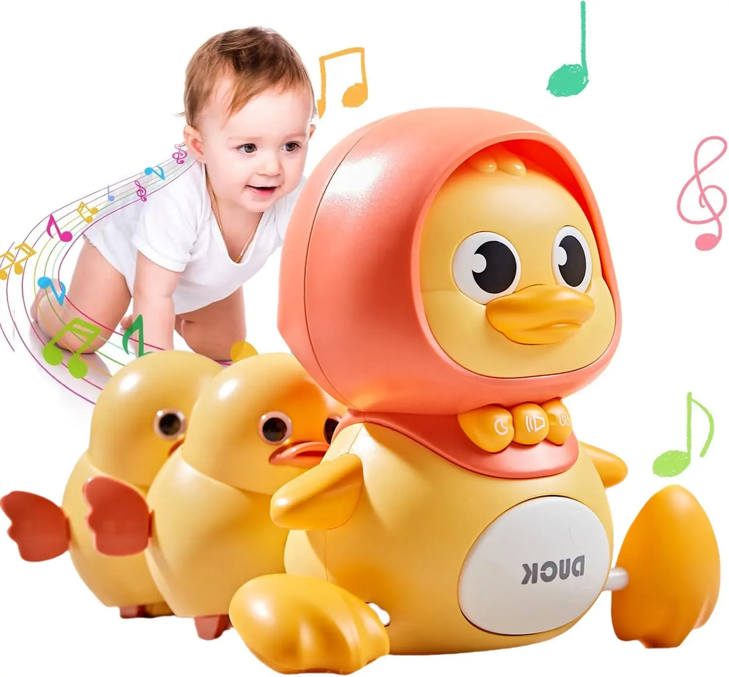 Baby Crawling Toys, Musical Ducks Toddler Toys, Early Education Kids Toys for Boys Girls Swing/Walking/Lights/Dancing Infant Tum