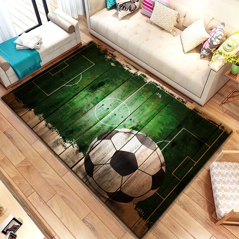 

3D Soccer Football Sports Silhouette Pattern Carpet for Living Room Rugs Camping Picnic Mat Anti-Slip Rug Crawl Mat Fans Gift