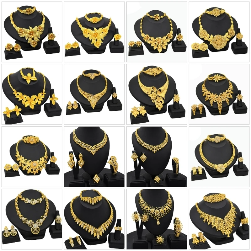 

Practical 24K Gold Plated African Wedding Jewelry Set Portabkle Bridal Gifts