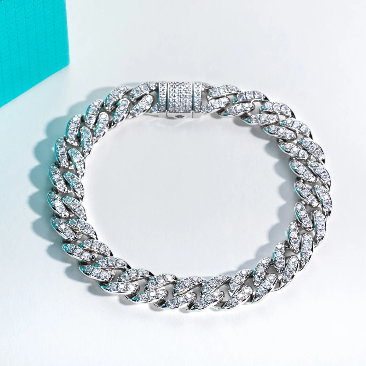 Iced Out Moissanite Cuban Bracelet 1.2mm/1.5mm/2mm D Color VVS1 S925 Sterling Silver Hip Hop Statement Jewelry For Men Women