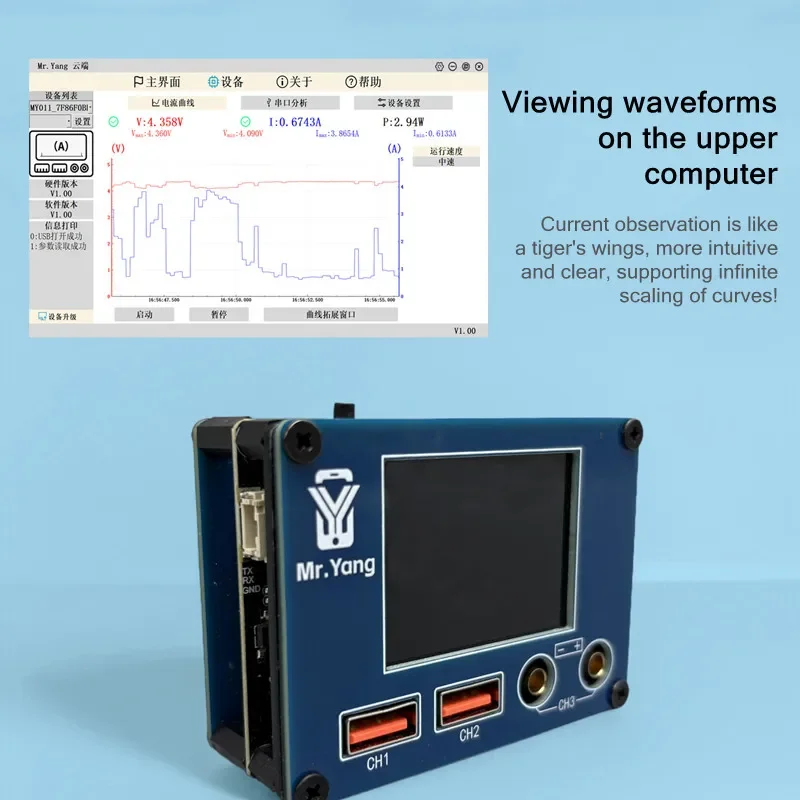 

YCS Mr Yang высокоточный тестер тока 0,1 мА, точность 0-36 В, измерение напряжения с кривым дисплеем для инструмента для ремонта телефона