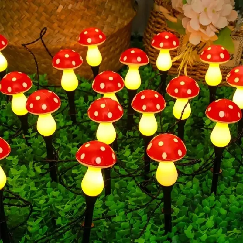 1PC Solar Mushroom Ground Plug Light Waterproof 8 Lighting Modes for Garden Lawn Patio Yard Pathway Outdoor Landscape Decor