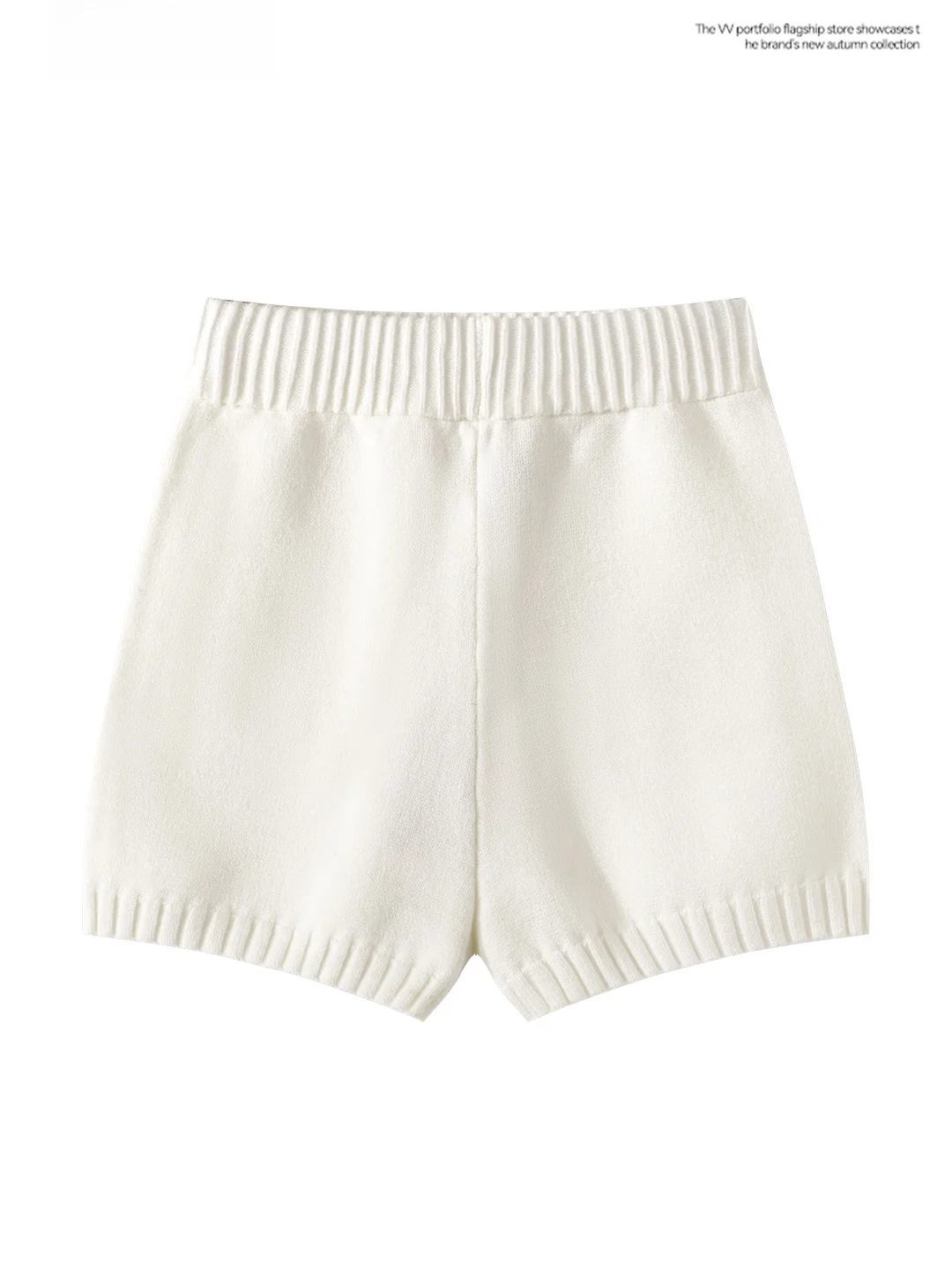 Anti-Aging White Knitted High Waist Short Pants Women's Slim Fit Butt Lifting Casual Wear Minimalist Small Size Pants