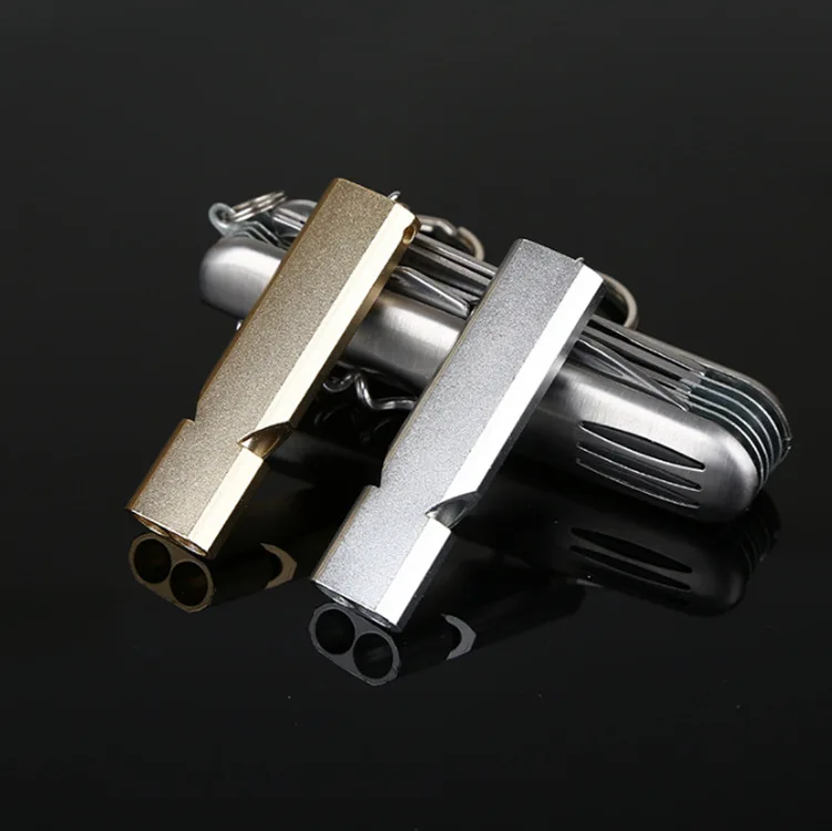 Silbato de seguridad portátil de aluminio para exteriores, llavero de supervivencia para senderismo, Camping y supervivencia, herramienta múltiple,