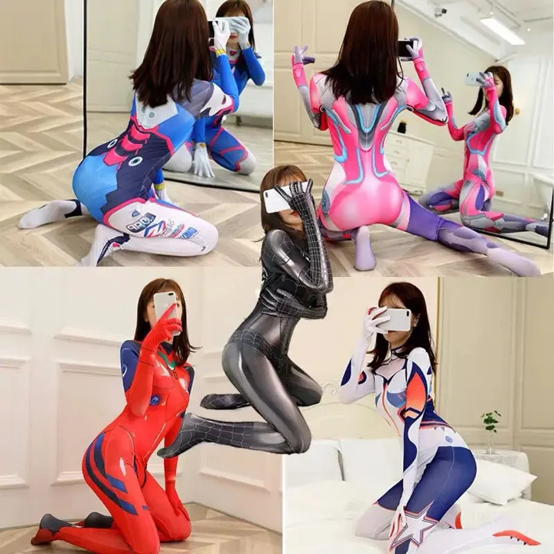 Zero Two Cosplay Donna Sexy Zentai Body Suit Spandex Body Asuka Langle Costume Halloween Carnevale Festa Fancy Dress Tuta
