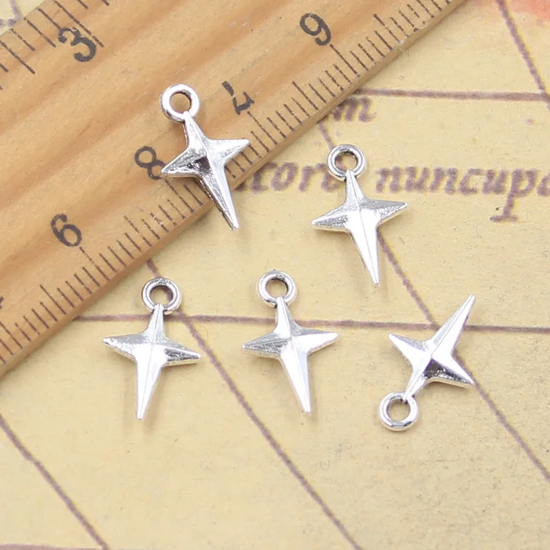 30pcs Charms Polestar North Star 15x9mm Antique Silver Color Pendants Making DIY Handmade Tibetan Finding Jewelry
