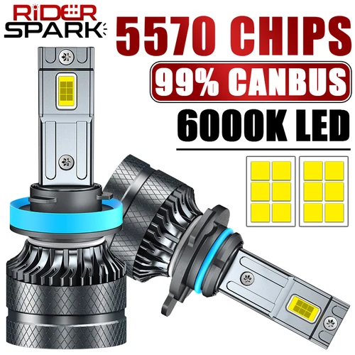 Imagen 1 del producto Faro LED H4 H7 5570 CSP Canbus H1 H8 H9 H11 HB3 HB4 9005 9006 9012 HIR2 6000K Turbo luces de coche faros antiniebla de alta potencia 12V