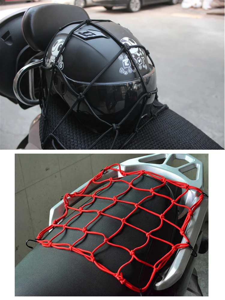 伸縮性のあるコード製バイク用荷物ネット 40x40cm 調整 - Cargo Net Bungee Cord Motorcycle Helmet のレビューと価格