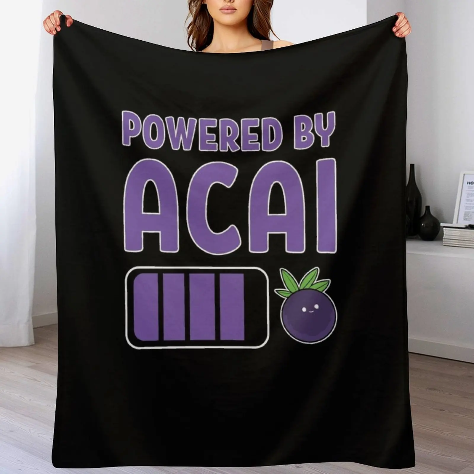 

Powered By Acai Fruit Bowl Vegan Food Superfood Throw Blanket Blankets For Sofas Sleeping Bag Blankets