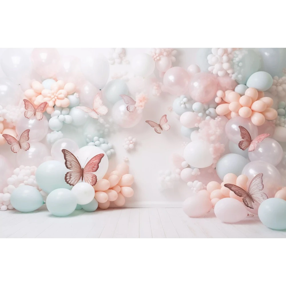 Boy Girl 1st Birthday Backdrop Photography Baby Shower AI Balloon Clouds Party Decor Photo Photographic Background Studio Shoots