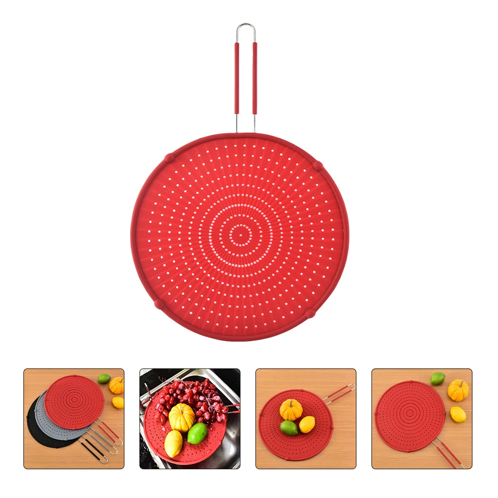 

Silicone Oil Splatter Guard Grease Screen Strainer Cooling Mat Drain Board Stainless Steel Foldable Fits Pots Pans Kitchen Anti