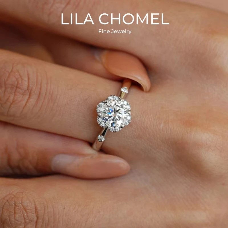 

Women Wedding Band 18K White Gold Engagement Rings 1CT Moissanite Diamond Girl Birthday Gift PT950 Platinum Wife Valentine's Day