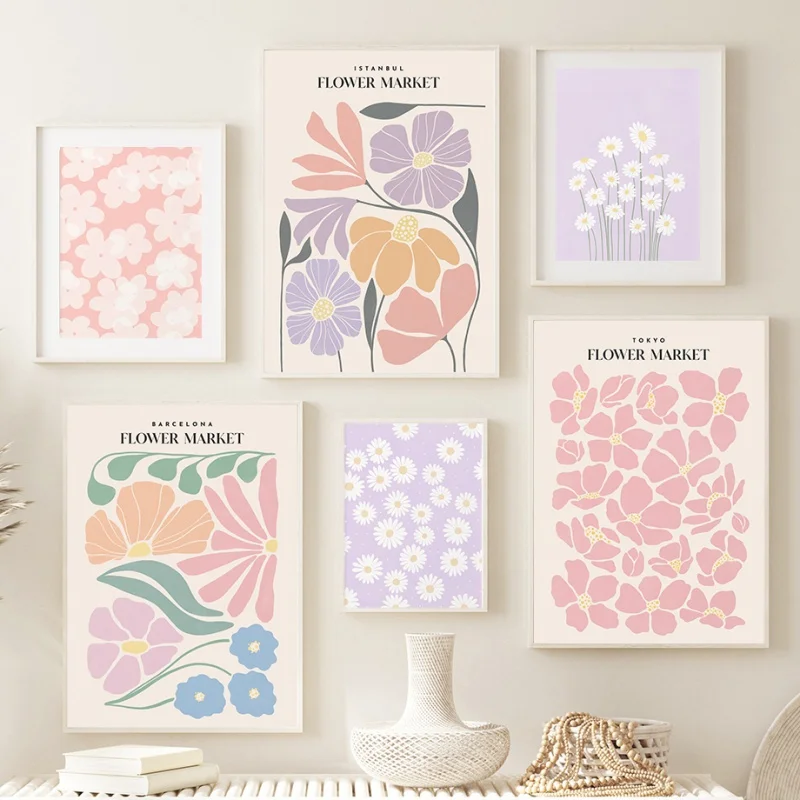 Canvas Painting Nordic Plant Poster Printed Picture Of The Living Room Decorative Flower Market Wall Art Colorful