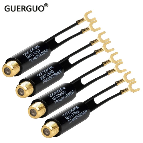 Transformador de 75 Ohm a 300 Ohm, adaptador UHF VHF FM, convertidor de antena F hembra para TV, radio, antena Coaxial RF