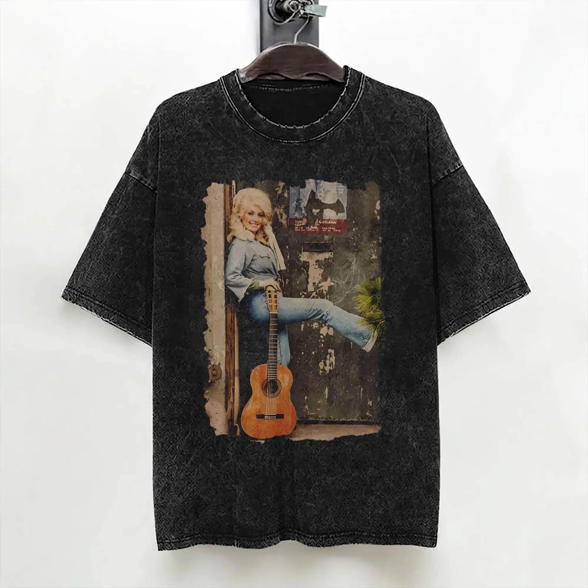 Singer D-Dolly Parton T Shirts Washed Cotton Street T-Shirt  Cool for Men Women Streetwear Graphic Tees