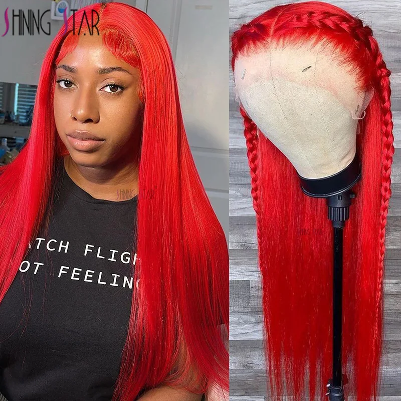 Hot Red 13x6 Lace Front Wig Straight Red 99J 13X4 HD Lace Frontal Human Hair Wigs For Black Women Transparent Burgundy Lace Wigs