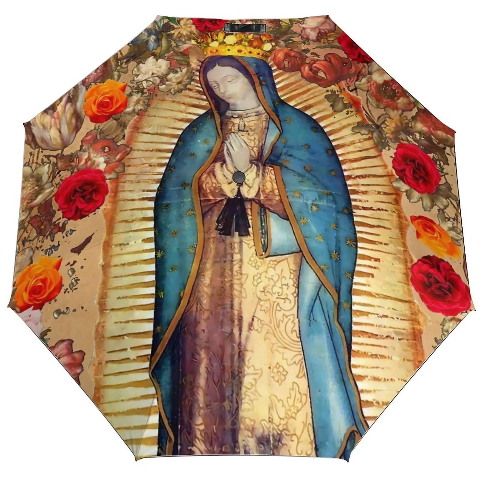 

Дева Мария, католический зонт, Дева Мария, Дева гуадалупа, автоматический зонт с защитой от ультрафиолета, зонт для эстетического искусства, складной зонт для улицы