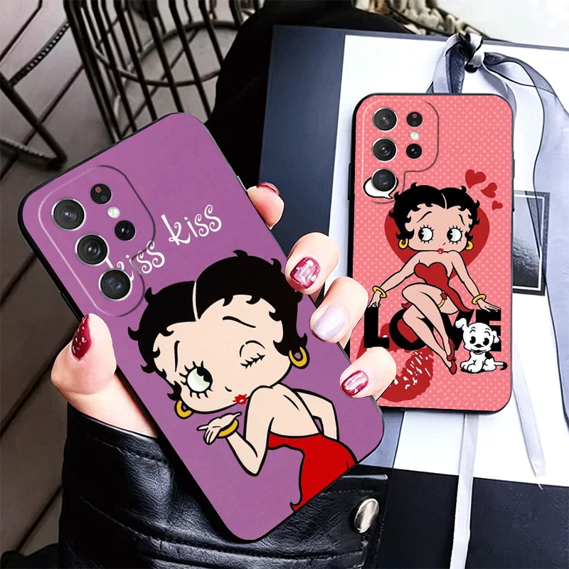 B-Bettys B-Boops Girl Silicone Phone Case for Samsung Galaxy S22 S23 S24 S25 S26 Ultra FE Plus Edge S21 S20 + Black Soft Cover