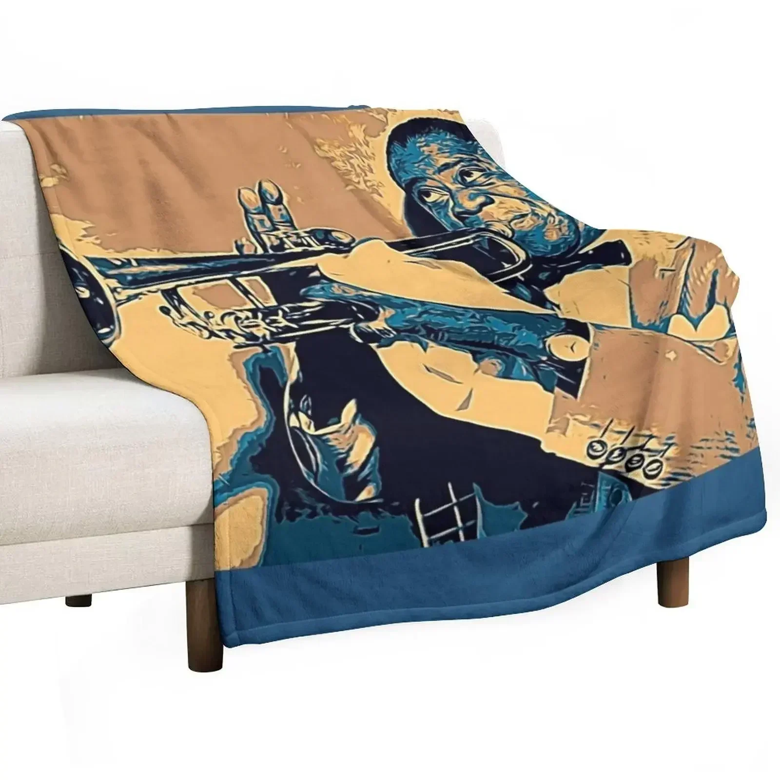 Louis Armstrong Blowing His Trumpet Pop Throw Blanket Camping Giant Sofa Blankets