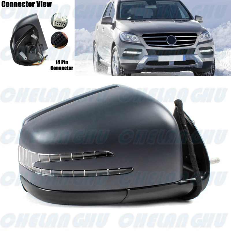 

For Benz W164 X164 ML320 ML350 ML63 AMG GL320 GL450 2005 2006 2007 2008 2009 2010 2011 Right Side 14 Pins Primed Mirror Assembly