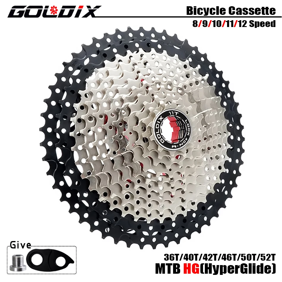 GOLDIX MTB Cassette 8/9/10/11/12 Speed 36/40/42/46/50/52T K7 Cassette 8v 9v 10v 11v 12v Aluminum Alloy for SHIMANO HG