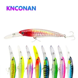 KNCONAN 140mm 47g Big Trolling Minnow Lures Sinking Jerkbait Artificial Hard Bait Wobbler Deep Diving Seawater Swimbait 3D eyes