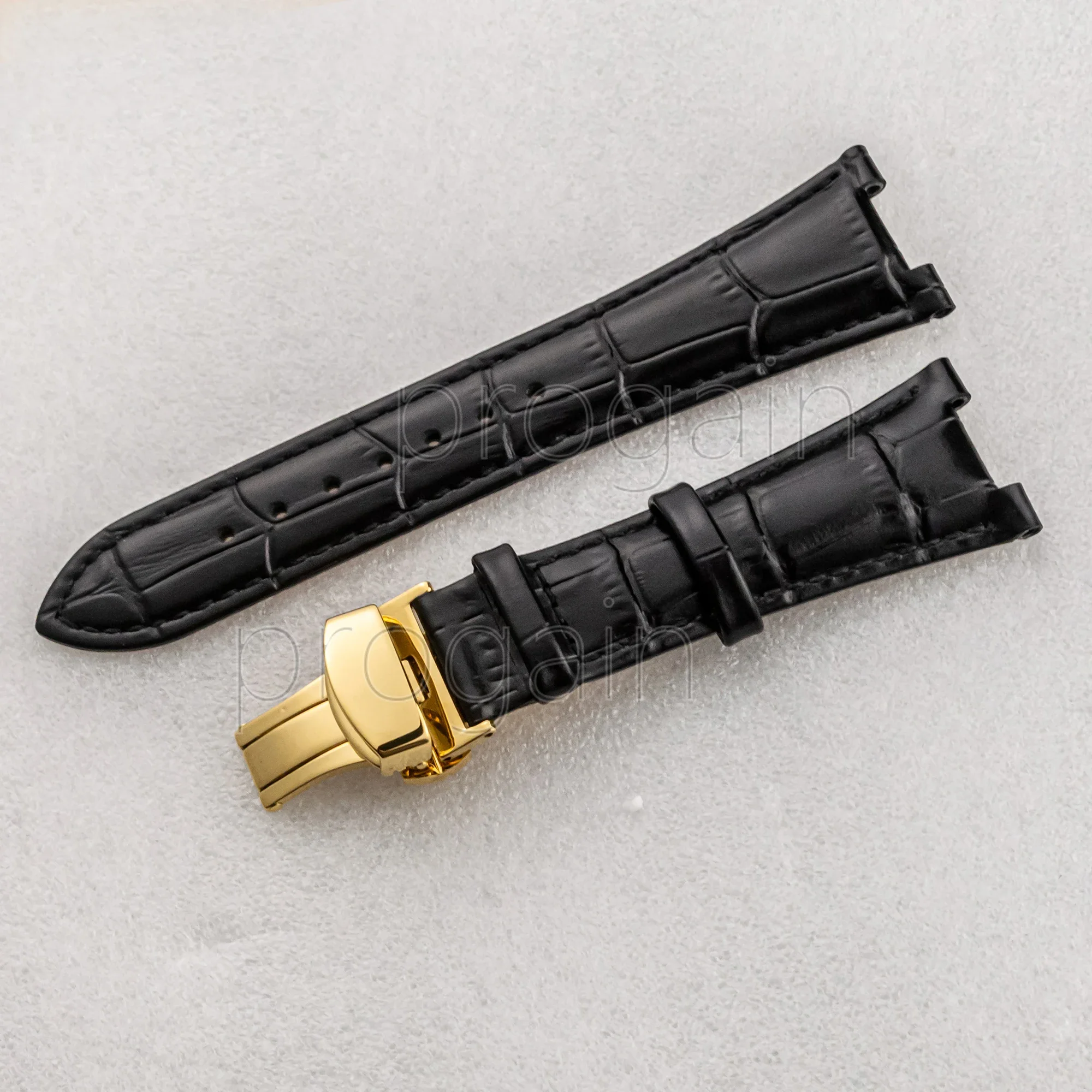 Classical 25mm Genuine Leather Watchbands With Butterfly Buckle Wristwatch Strap watch replacements mod Parts