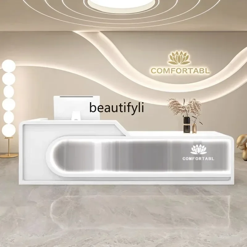 

Beauty salon front desk pet store simple stainless steel bar clothing store custom reception desk yoga studio checkout page