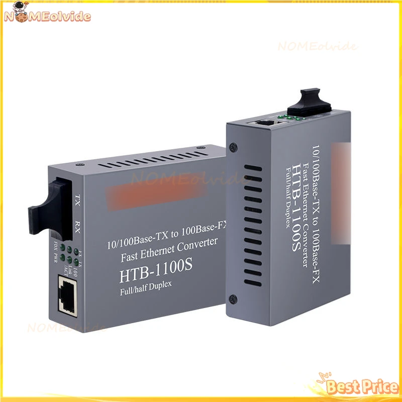 

1 Pair HTB-1100S Optical Media Converter 10/100Mbps RJ45 Single Mode Duplex Fiber SC port Converter 25KM With Power