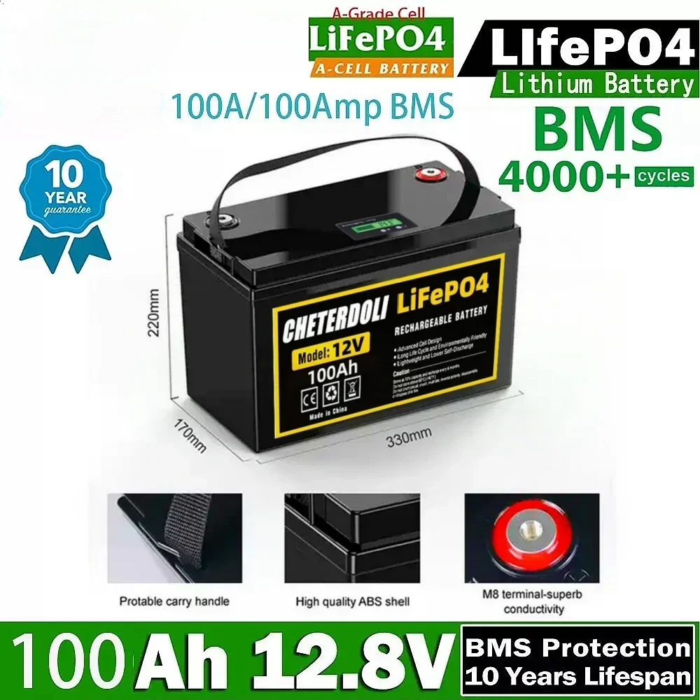 

12V 24V 48V 100Ah 200Ah 300Ah LiFePO4 Battery Built-in BMS Lithium Iron Phosphate Cells For RV Campers Golf Cart Solar Storage