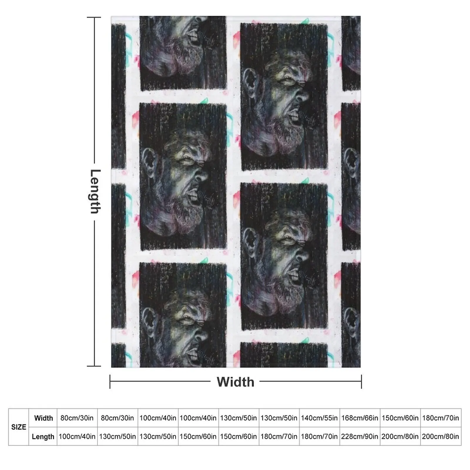 James Hetfield - Hand Drawn Oil and Ink Portrait Throw Blanket Picnic for winter Plaid Blankets