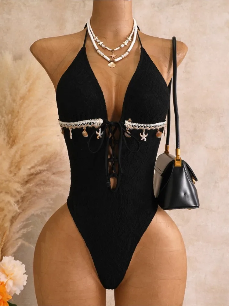 Neuer Sexy Badeanzug mit hoher Taille für Damen, Sommer-Bikini-Set, ärmelloser Badeanzug, Strand-Schwimmanzug für Frauen