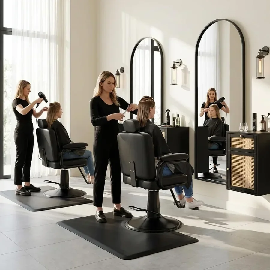 Reclining Salon Chair - Heavy Duty Hydraulic Barber Chair with Adjustable Headrest - ° Tilt for Braiding, Makeup and Men's Groo